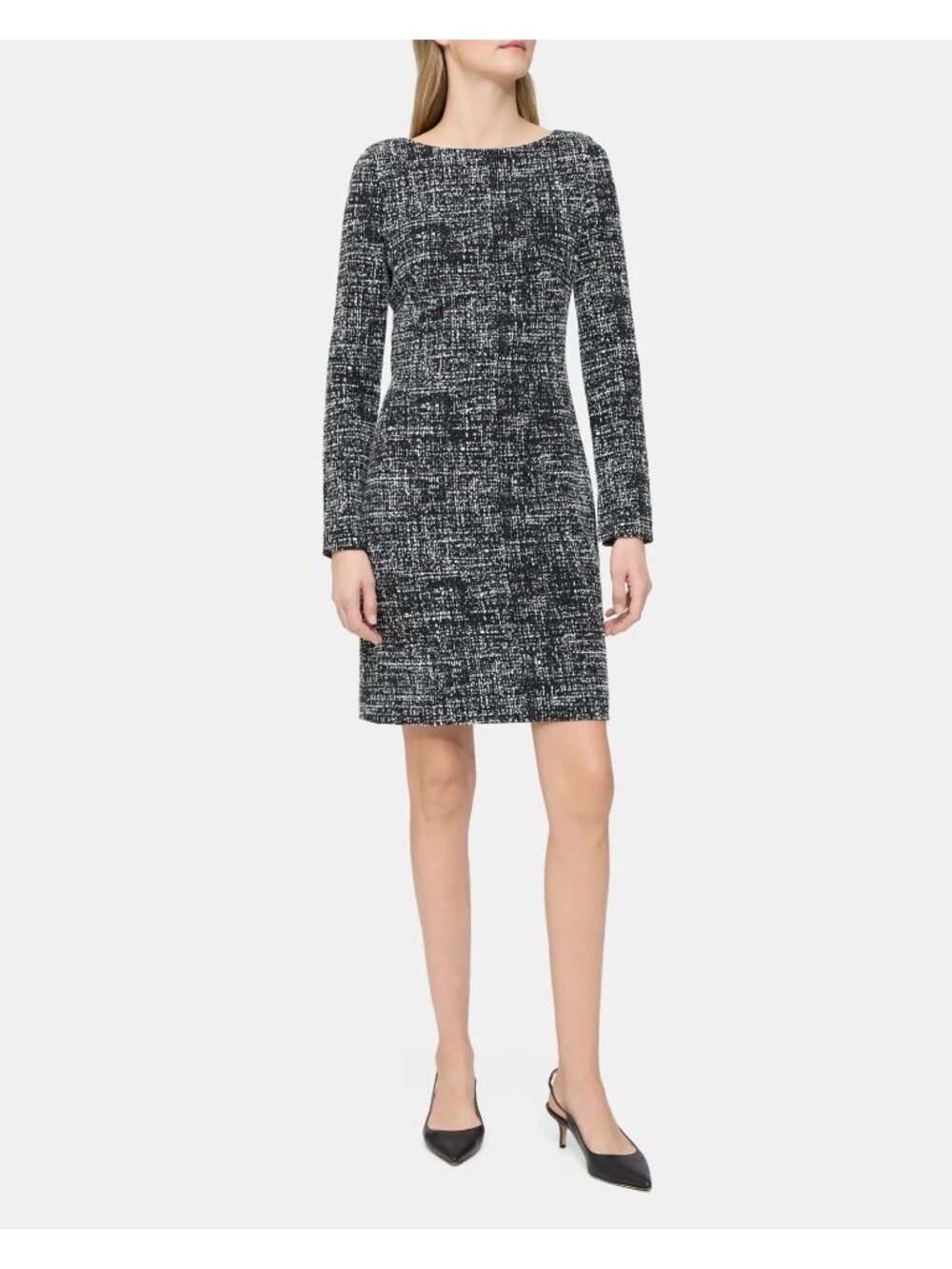Theory Long-Sleeve Dress in Stretch Ponte, Size Medium